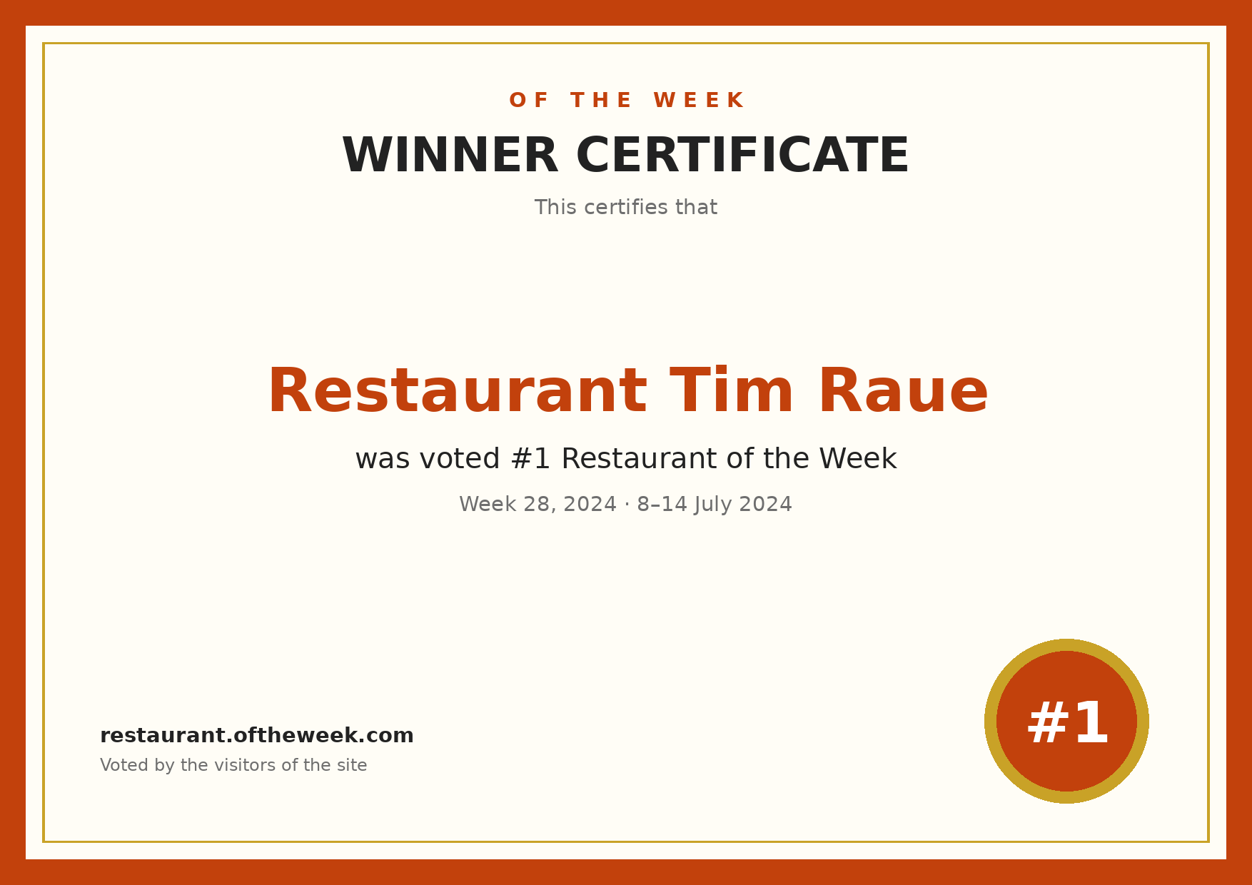 Certificate — Restaurant Tim Raue